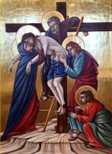 Christ being lifted from the cross